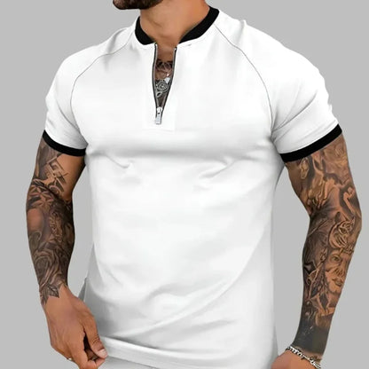 Classic Contrasting Zip Polo Shirt - EasyApparels