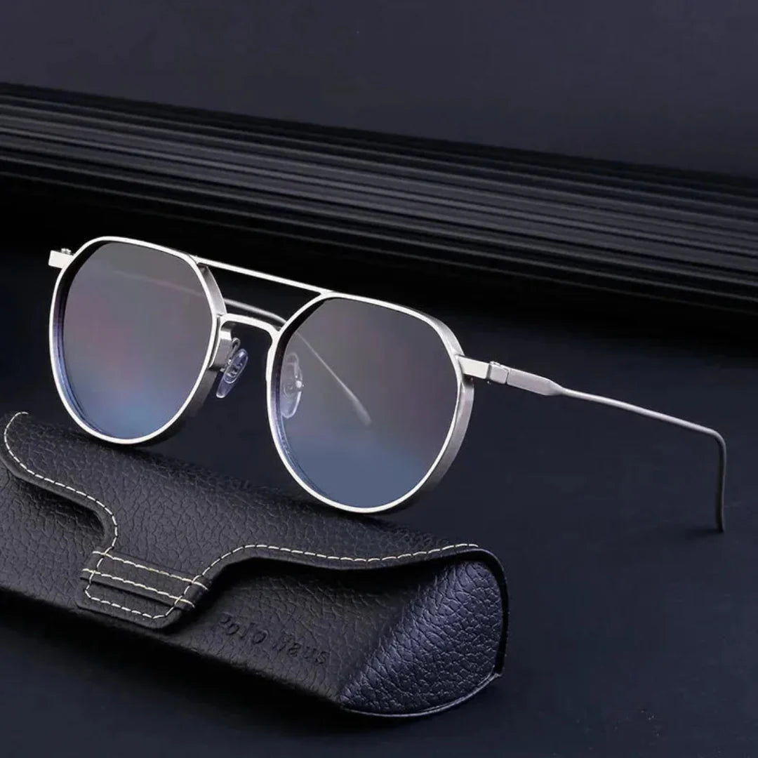 Slim Silver Aviator Style Shades