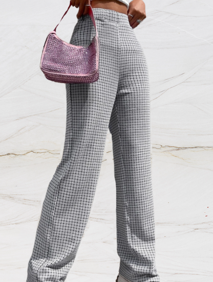 Ladies Classic Fit Checked Trousers