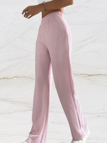 Ladies Classic Fit Checked Trousers