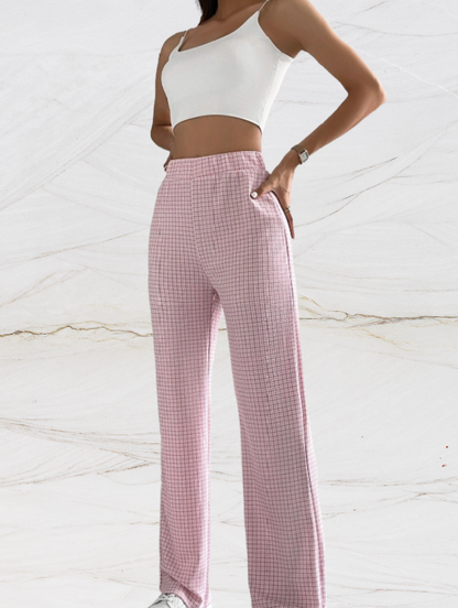Ladies Classic Fit Checked Trousers