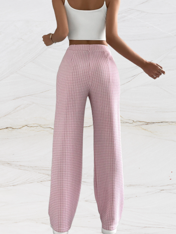Ladies Classic Fit Checked Trousers