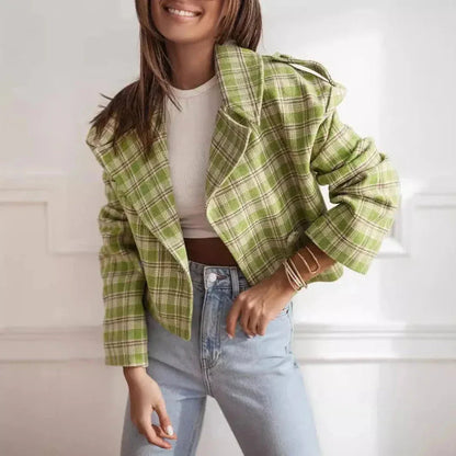 Warm Plaid Wool Short Jacket
