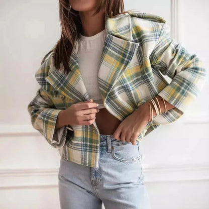 Warm Plaid Wool Short Jacket