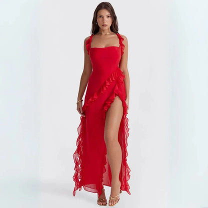 Flowy Ruffled Hem Long Maxi Dress