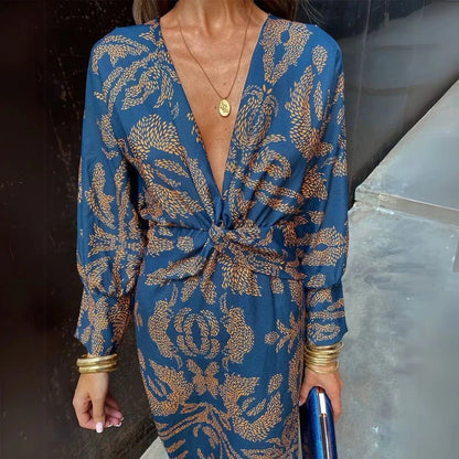 Floral Ruffled Front Long Dress
