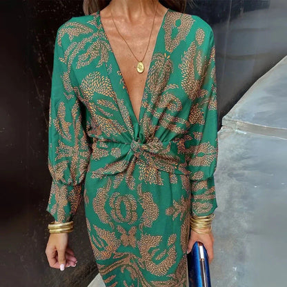 Floral Ruffled Front Long Dress
