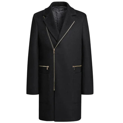 Slim Fit Uneven Hem Wool Coat