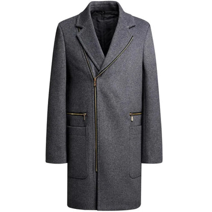 Slim Fit Uneven Hem Wool Coat - EasyApparels