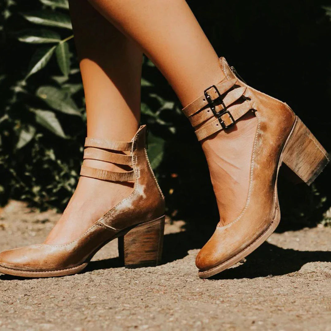 Ladies Classic Closed Toe Block Heel Sandals - EasyApparels
