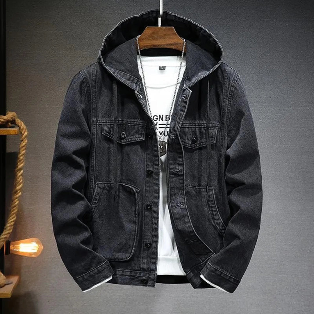 Trendy Ripped Denim Jacket with Hood