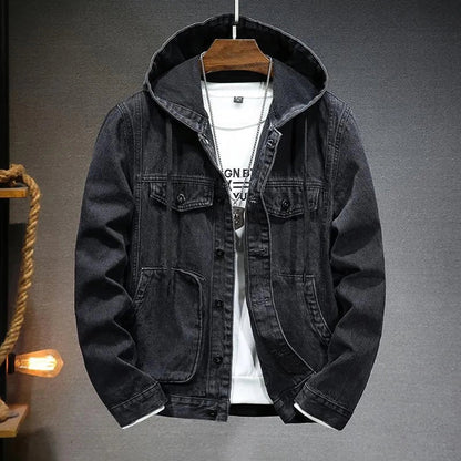 Trendy Ripped Denim Jacket with Hood