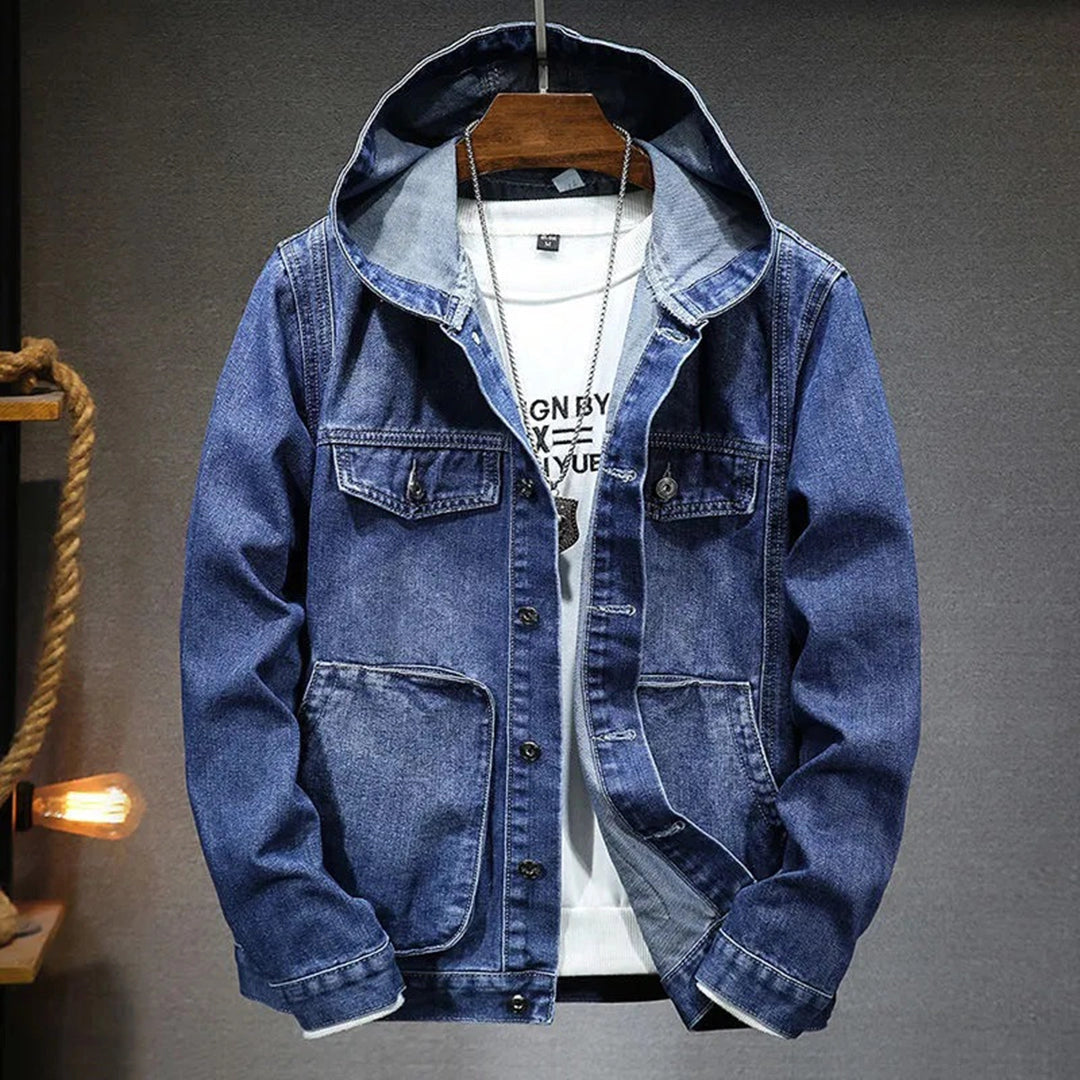 Trendy Ripped Denim Jacket with Hood
