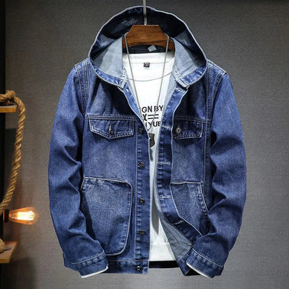 Trendy Ripped Denim Jacket with Hood