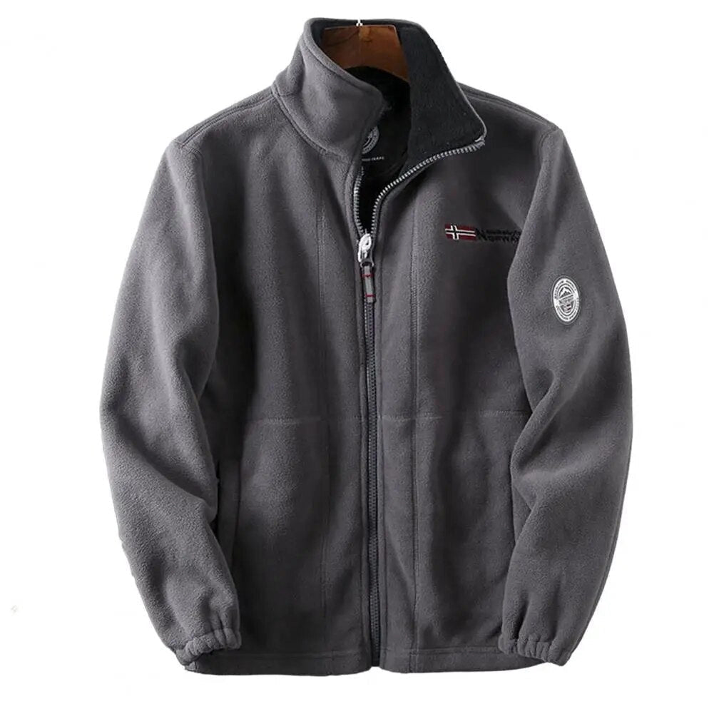 Cozy Grey Fleece Bomber Jacket for Men - EasyApparels