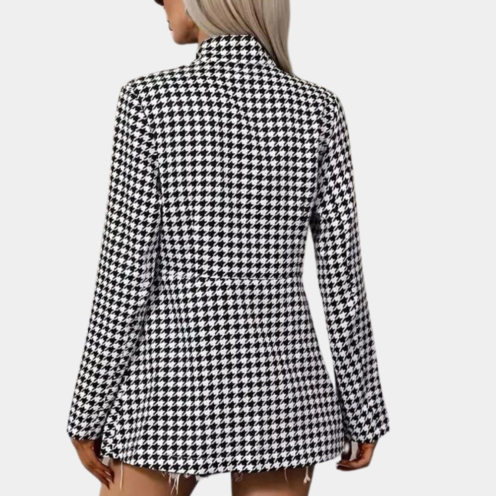 Classic Women's Houndstooth Business Blazer - EasyApparels