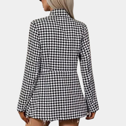 Classic Women's Houndstooth Business Blazer - EasyApparels