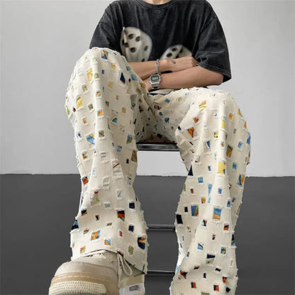 Colorful Mixed Print Casual Pants - EasyApparels