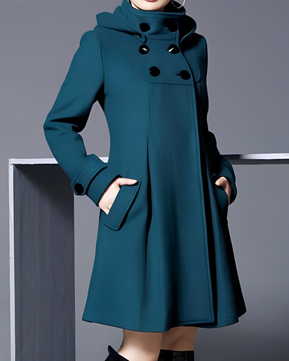 Chic Ladies Long Button Front Trench Coat - EasyApparels