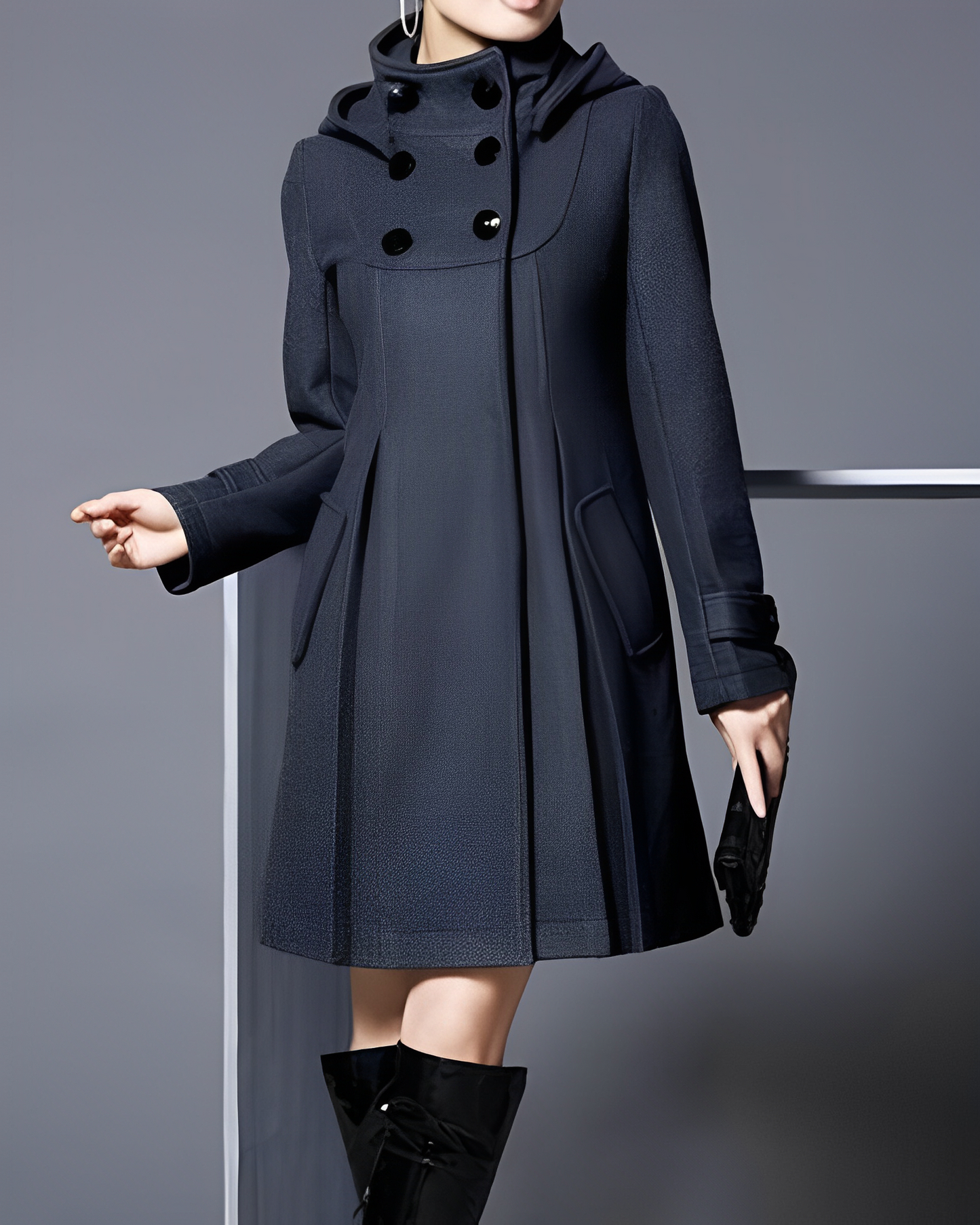 Chic Ladies Long Button Front Trench Coat