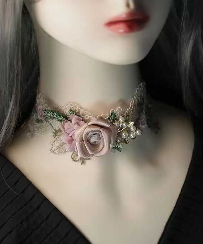 Beautiful Pink Pearl Flower Necklace - EasyApparels