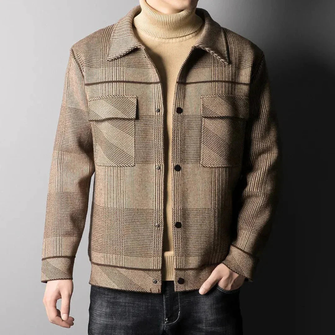 Classic Plaid Wool Trench Coat - EasyApparels