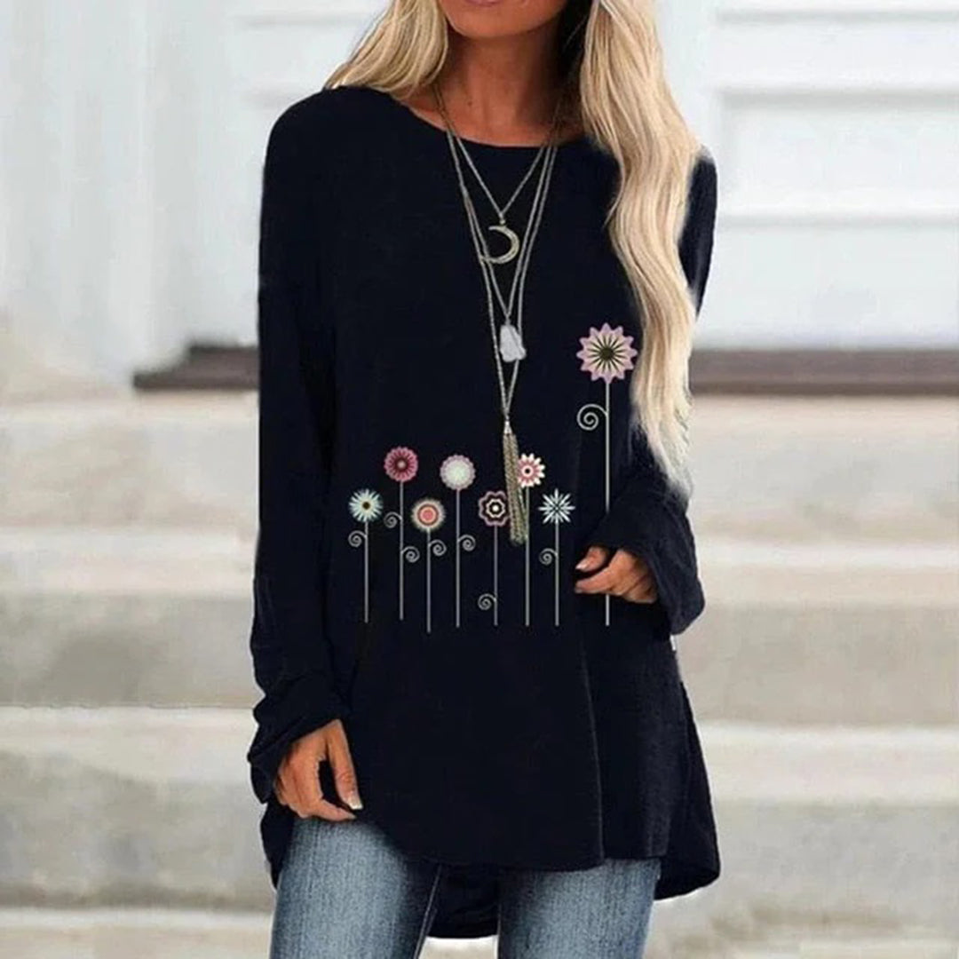 Comfortable Floral Embroidered Pullover Sweatshirt