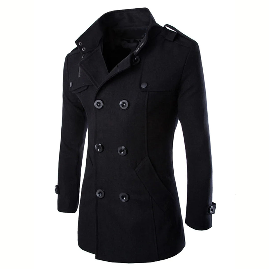 Classic Double Breasted Wool Coat for Men - EasyApparels
