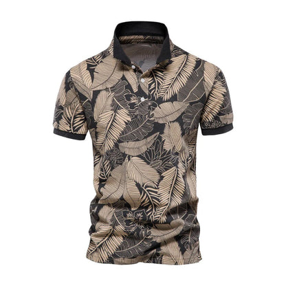 Men's Slim Fit Polo Shirt - Classic Floral Pattern