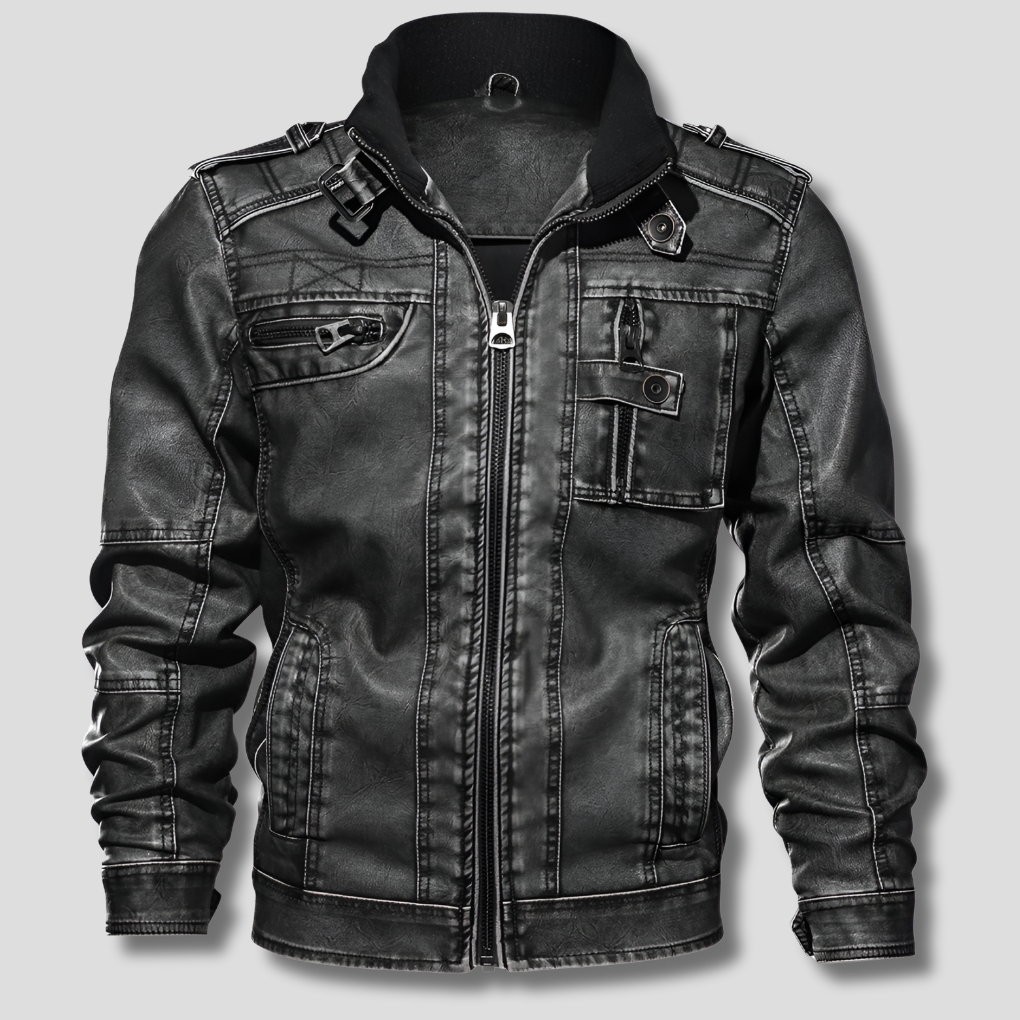 Classic Biker Leather Mens Jacket - Vossary