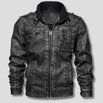 Classic Biker Leather Mens Jacket - Vossary
