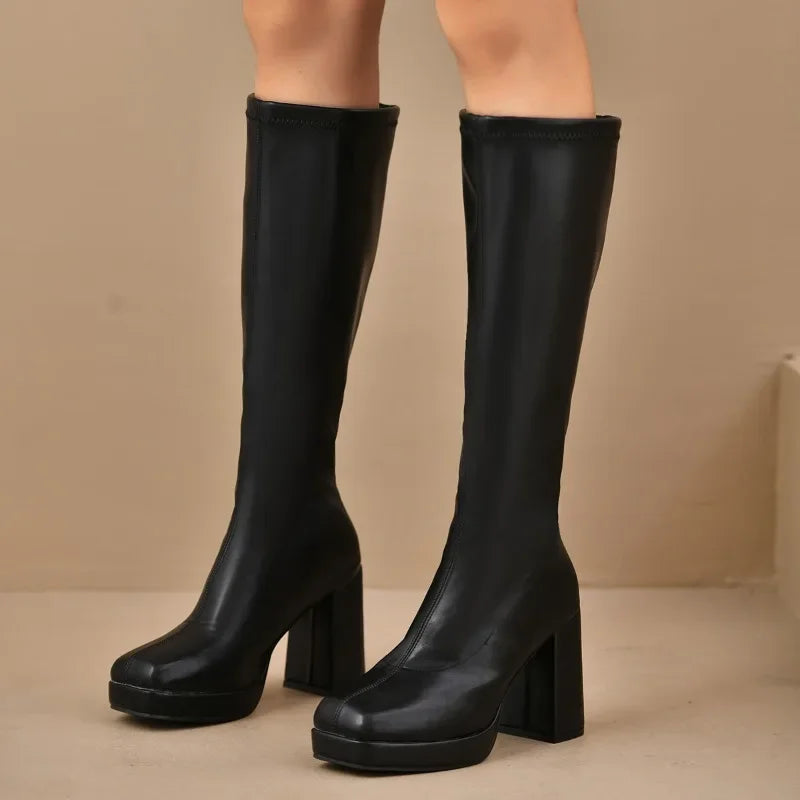 Tall Women's High Heel ankle Boots - Luxicro