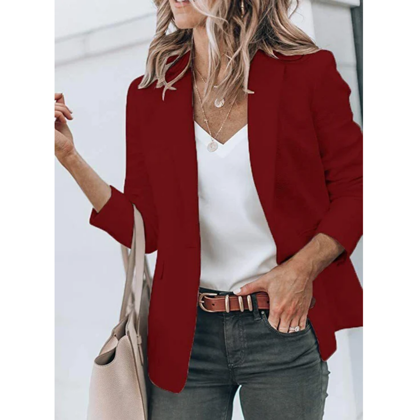 Stylish Women's Open Front Office Jacket