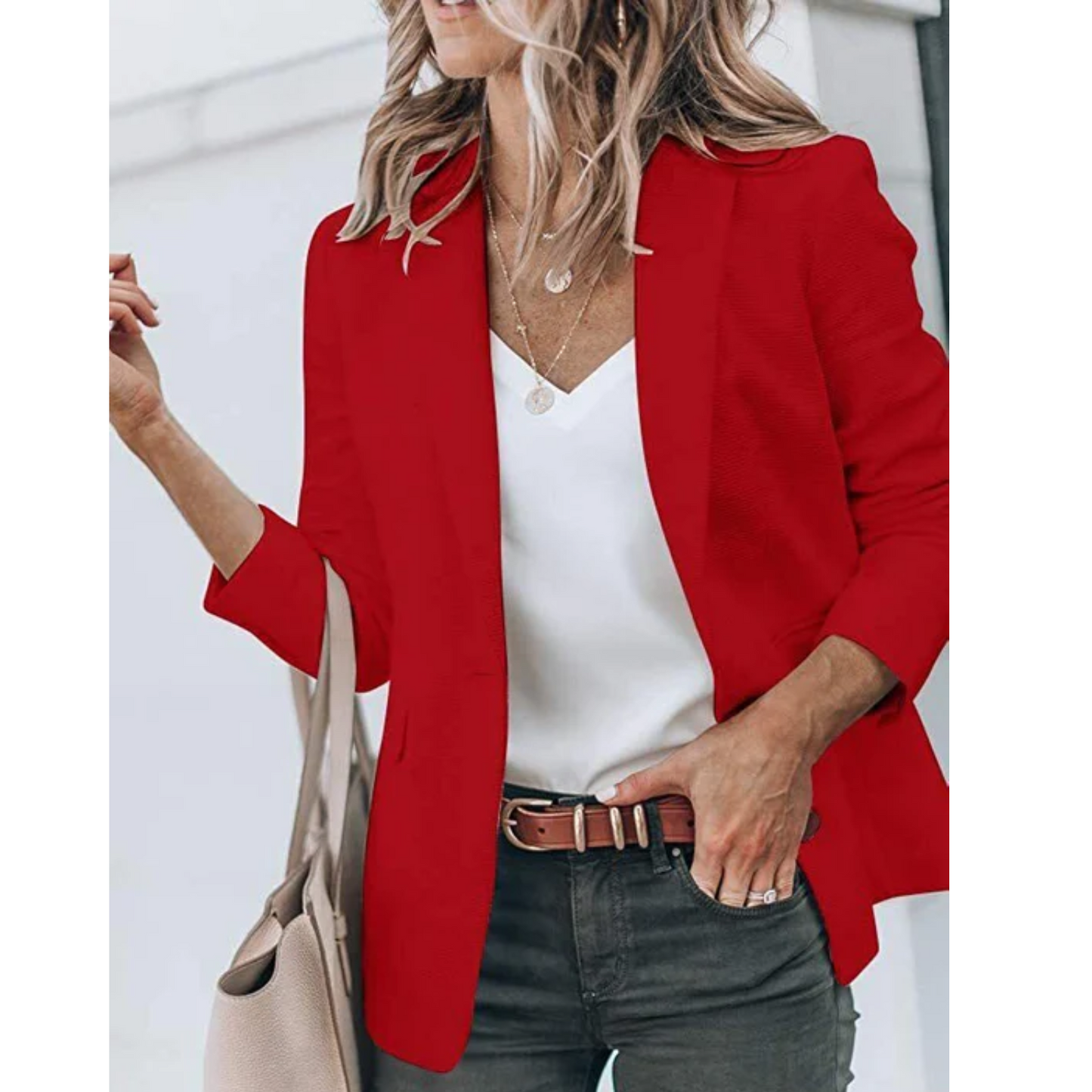Stylish Women's Open Front Office Jacket
