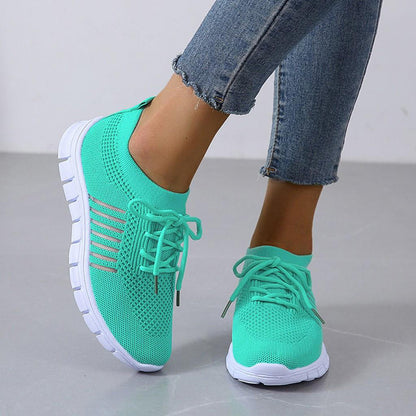 Comfortable Women's Running Shoes - Airy Mesh Lace Ups