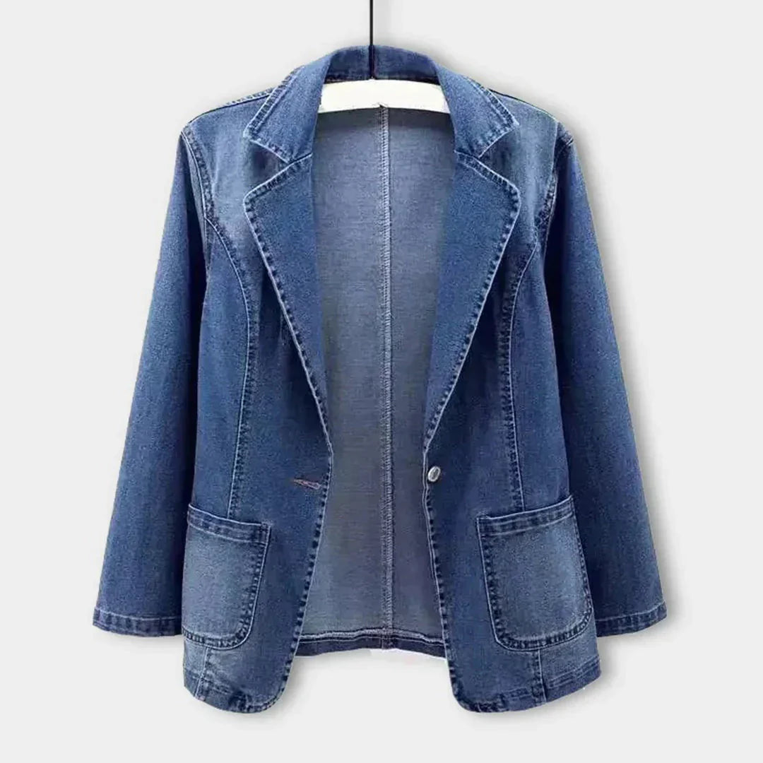 Slim Fit Dark Blue Denim Jacket
