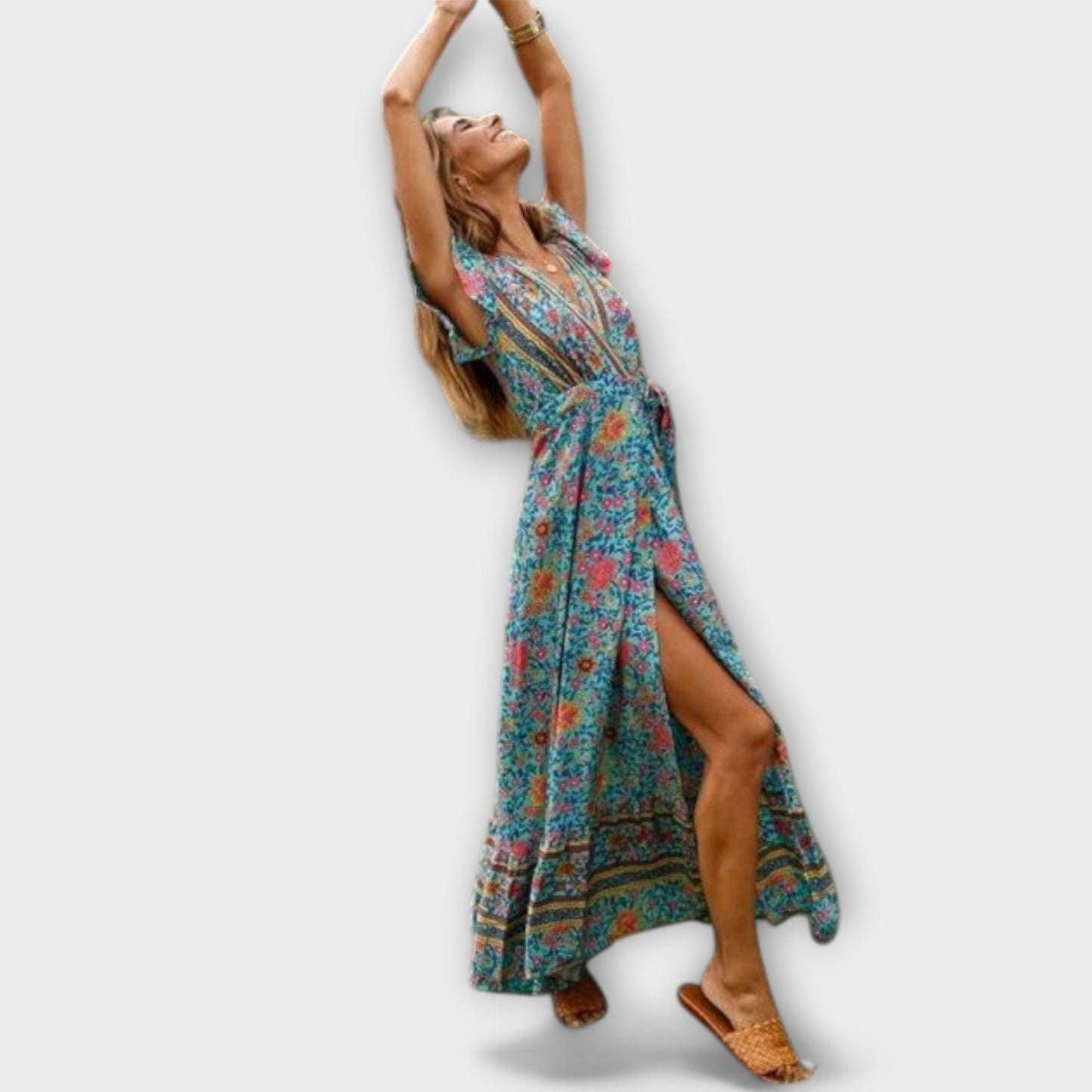 Chic Bohemian Long Dress in Lightweight Fabric