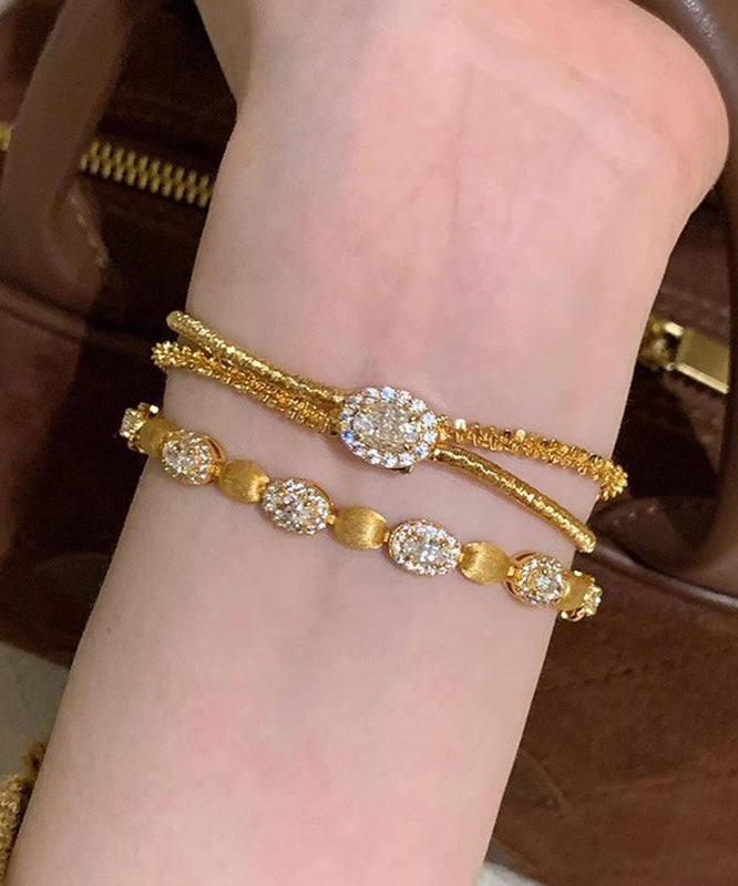 Golden Silver Two Piece Zircon Bracelet - EasyApparels