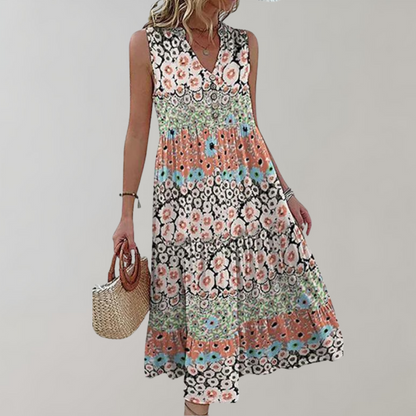 Flowy V Neck Summer Dress - EasyApparels