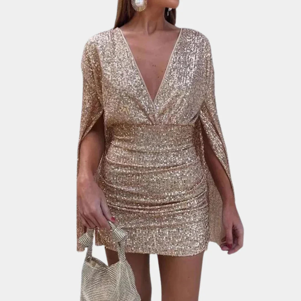 Elegant Party Dress with Sparkling Accents - Vossary