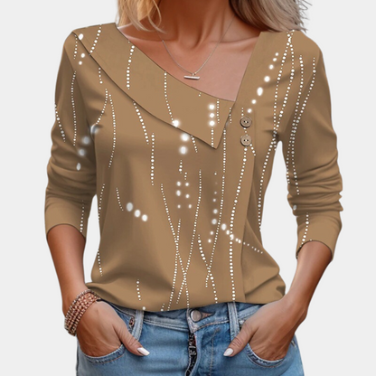 Relaxed Fit Polka Dot Women's Blouse Long Sleeve - EasyApparels