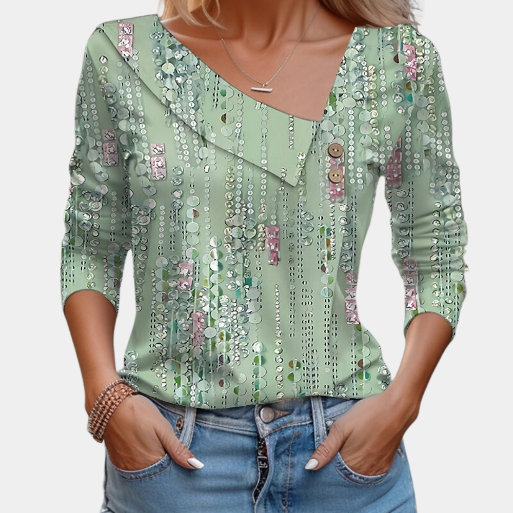 Relaxed Fit Polka Dot Women's Blouse Long Sleeve