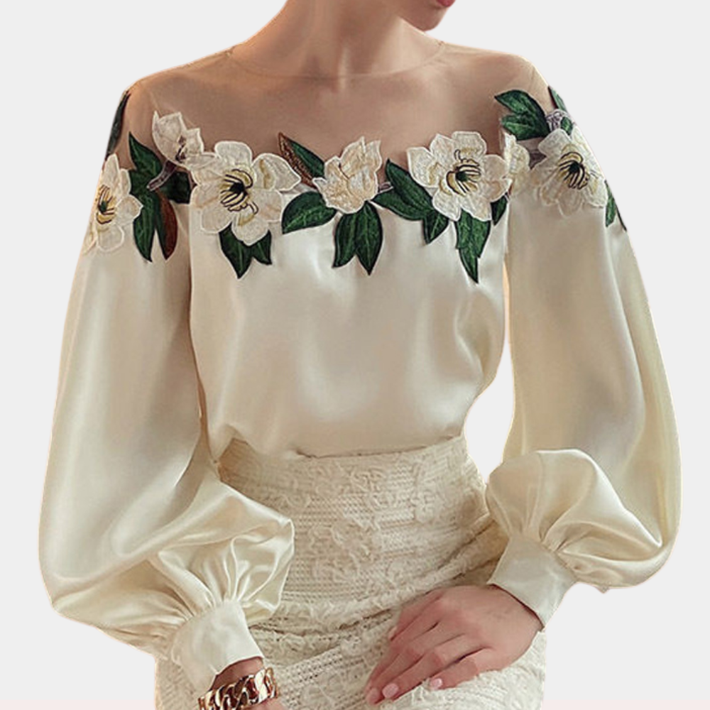 Ladies Elegant Off Shoulder Embroidered Blouse - EasyApparels