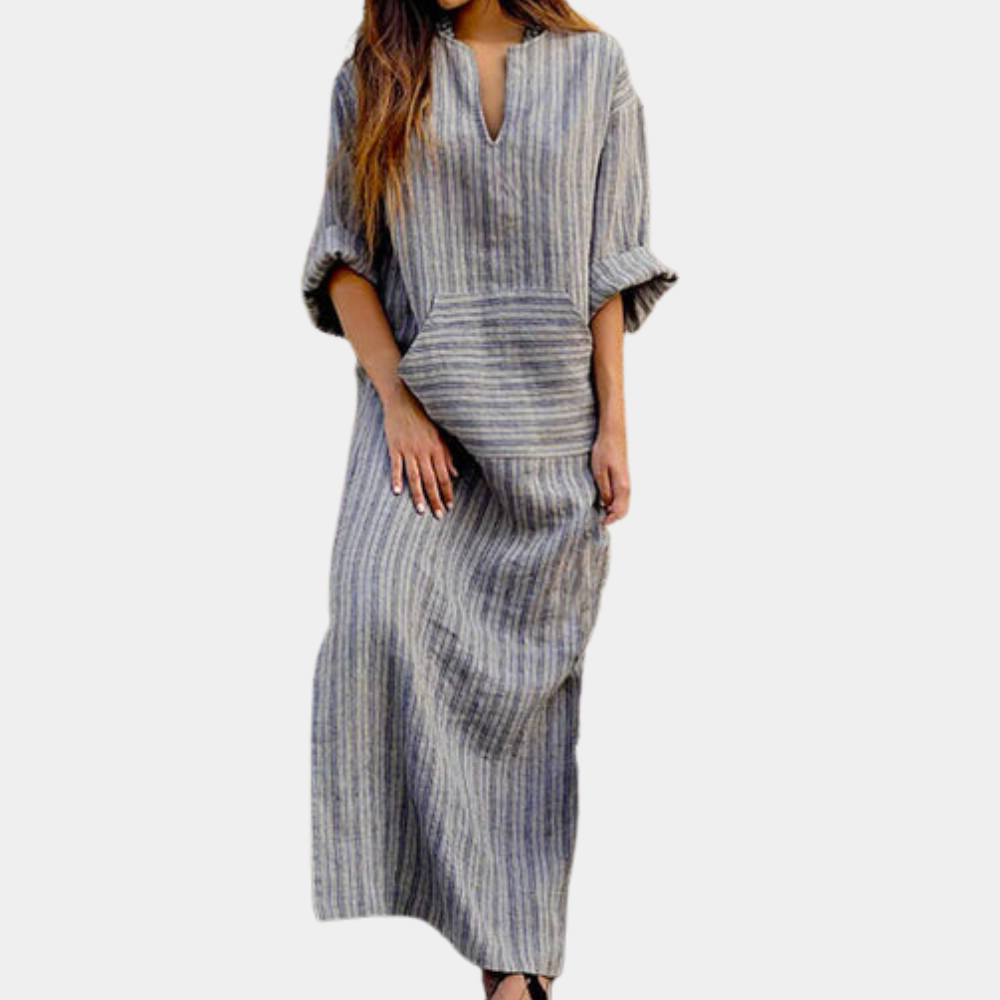 Flowy Maxi V Neck Women's Dress - EasyApparels