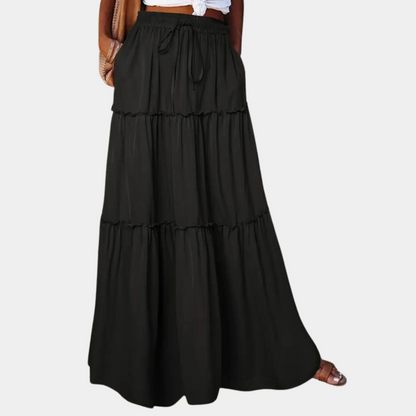 Flowy Maxi Skirt for Women - Comfortable Elastic Waist