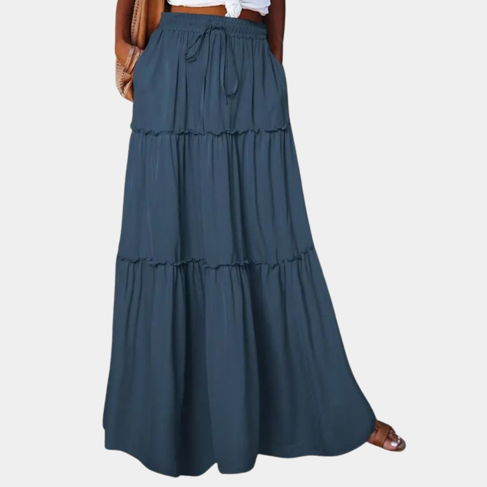 Flowy Maxi Skirt for Women - Comfortable Elastic Waist