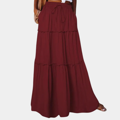 Flowy Maxi Skirt for Women - Comfortable Elastic Waist