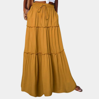 Flowy Maxi Skirt for Women - Comfortable Elastic Waist