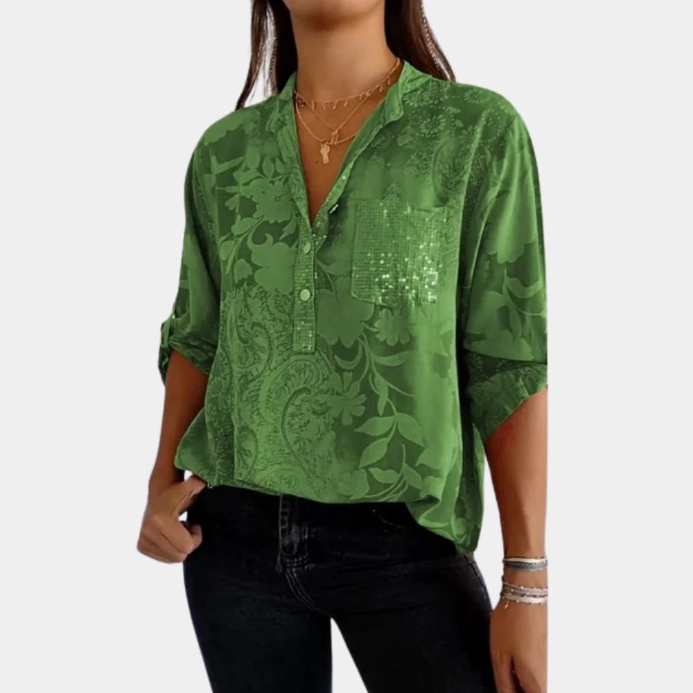 Comfortable V-Neck Women's Blouse Long Sleeve