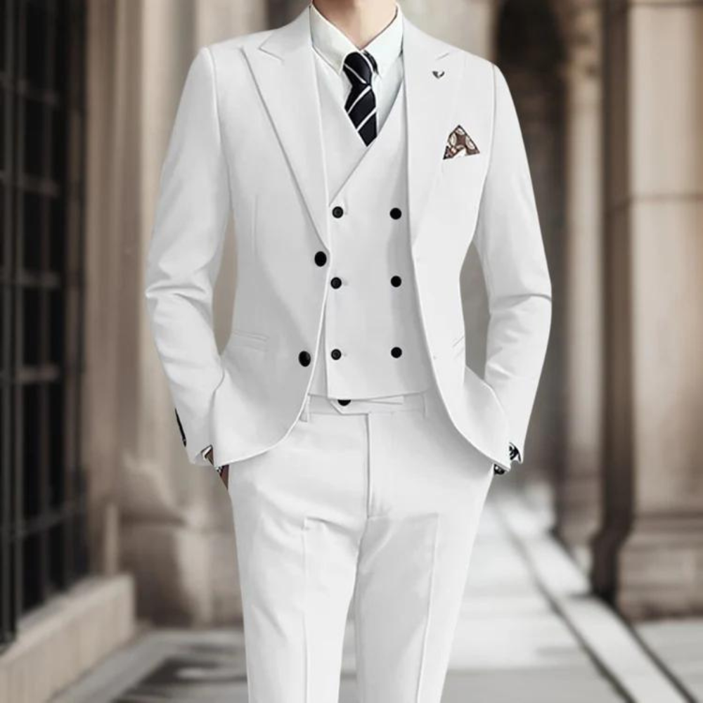 Men's Slim Fit Double Breasted Wool Blazer